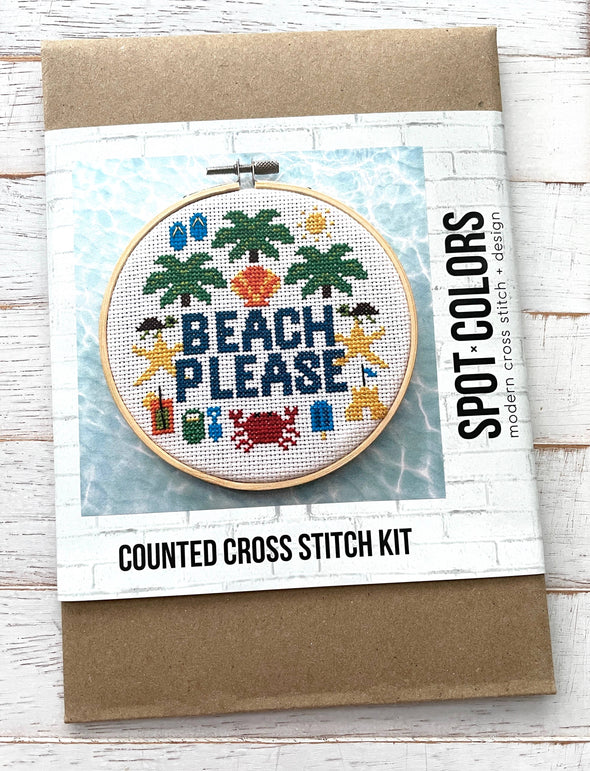 Beach Please  Counted Cross Stitch DIY KIT