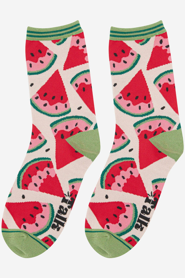 Women's Watermelon Slices Fruit Bamboo Socks