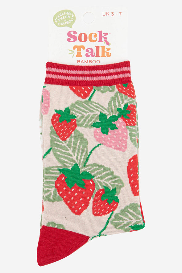 Women's Strawberry Print Bamboo Socks