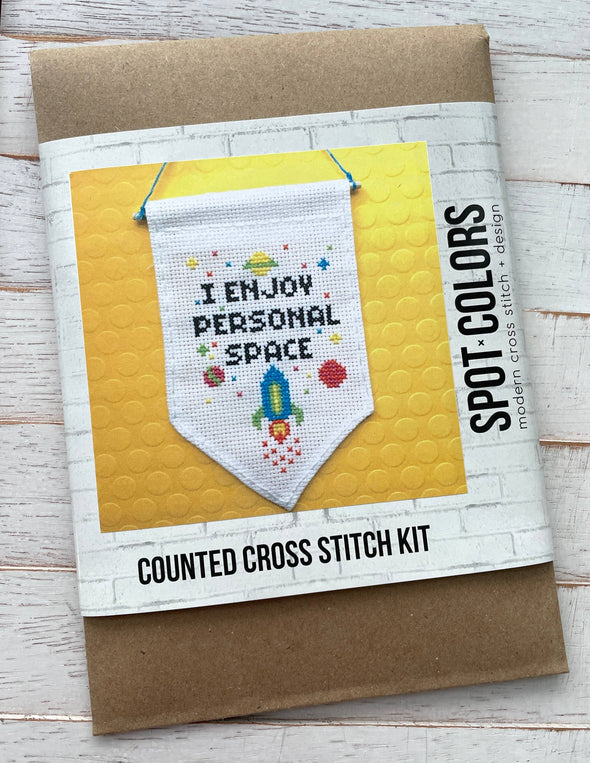 Personal Space Tiny Banner Counted Cross Stitch Kit