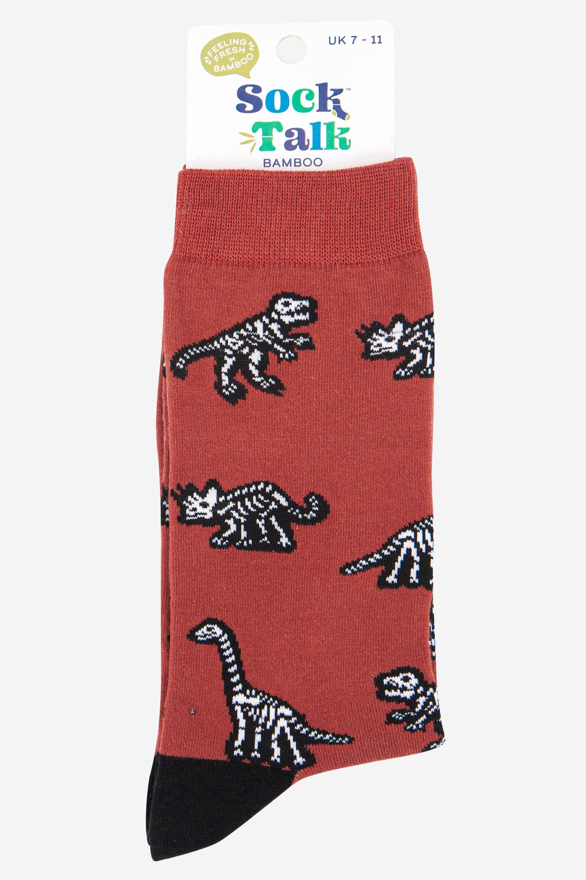 Men's Dinosaur Bones Skeleton Print Bamboo Socks