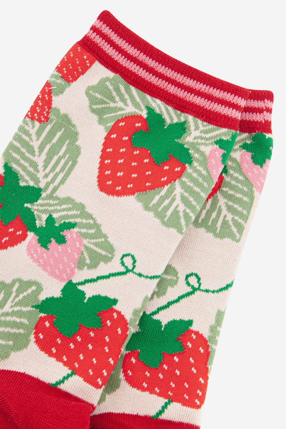 Women's Strawberry Print Bamboo Socks