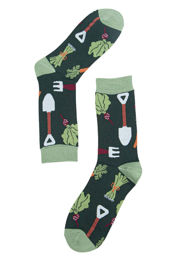 Mens Bamboo Socks Garden Shed Gardening Novelty Sock Green