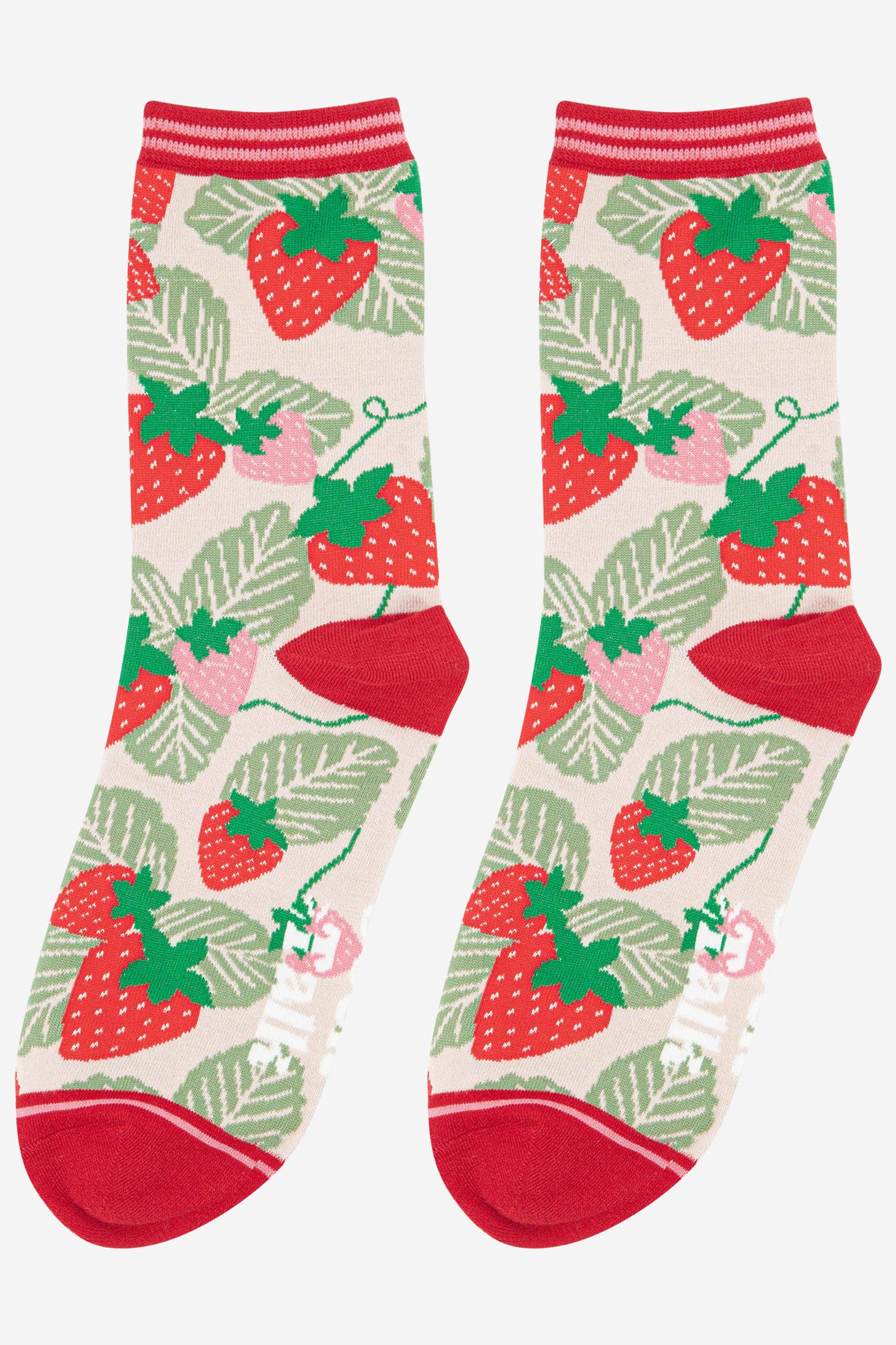 Women's Strawberry Print Bamboo Socks