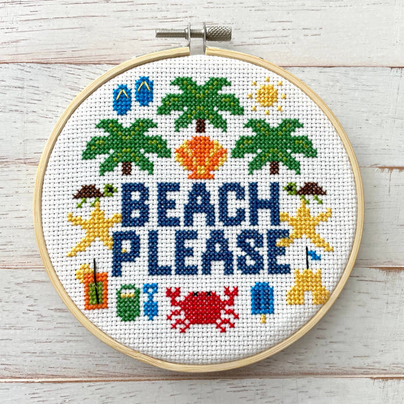 Beach Please  Counted Cross Stitch DIY KIT