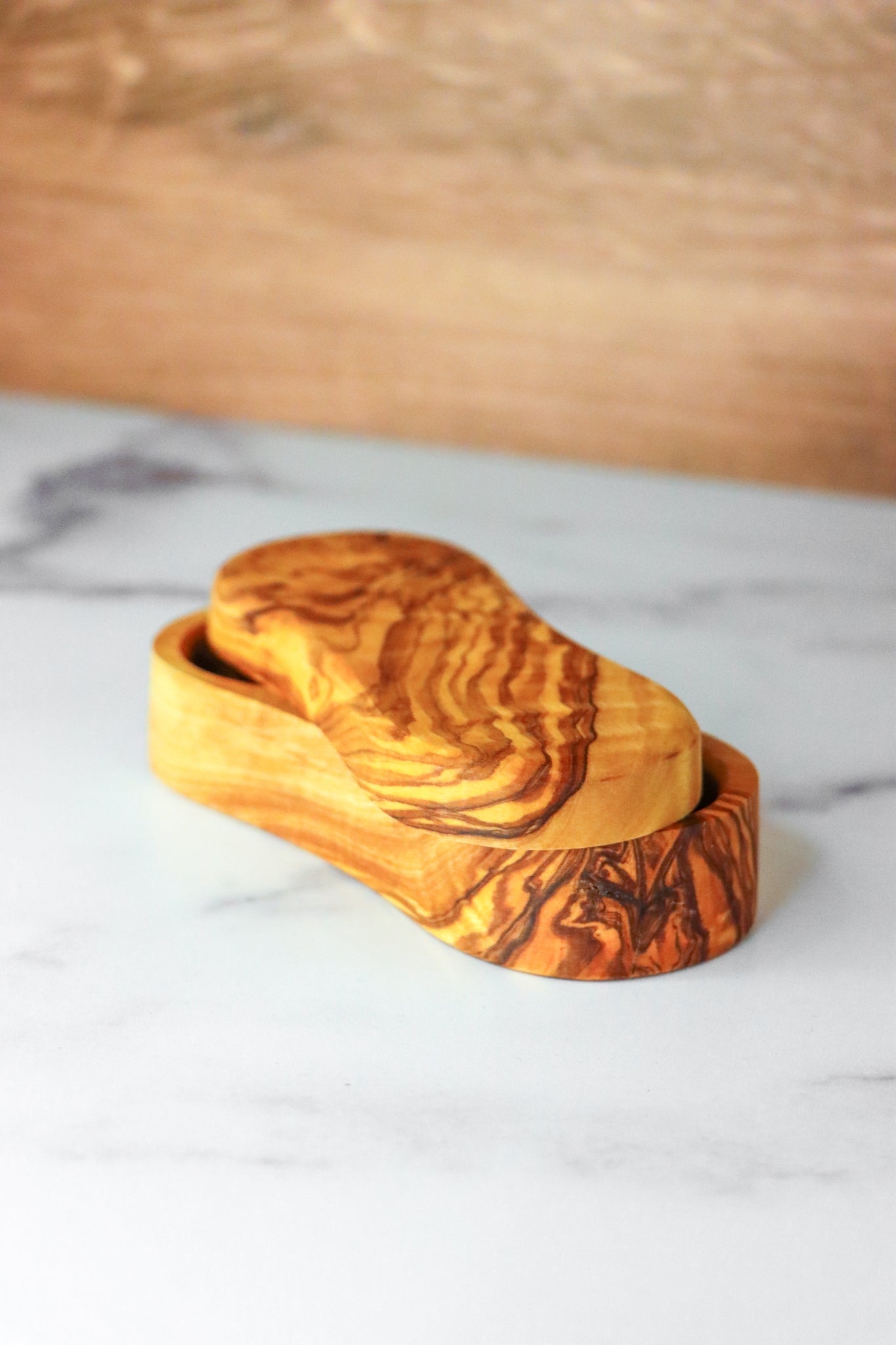 Olive Wood Salt & Pepper Keeper