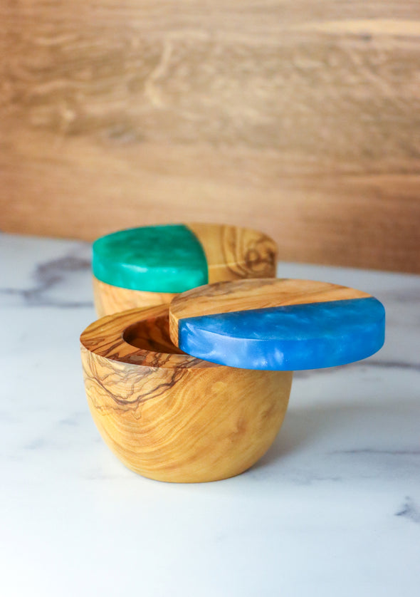 Olive Wood Resin Salt Cellar