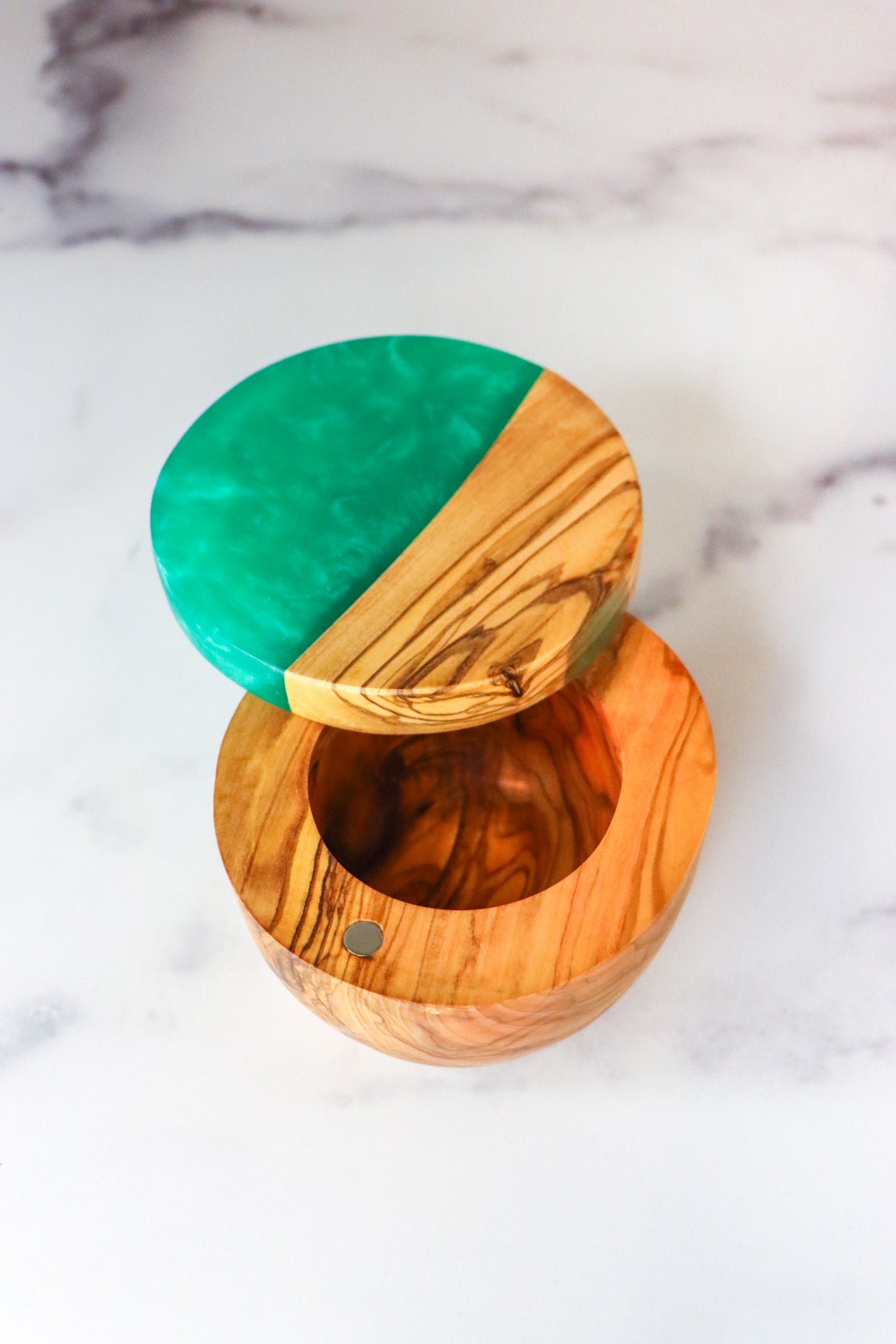 Olive Wood Resin Salt Cellar