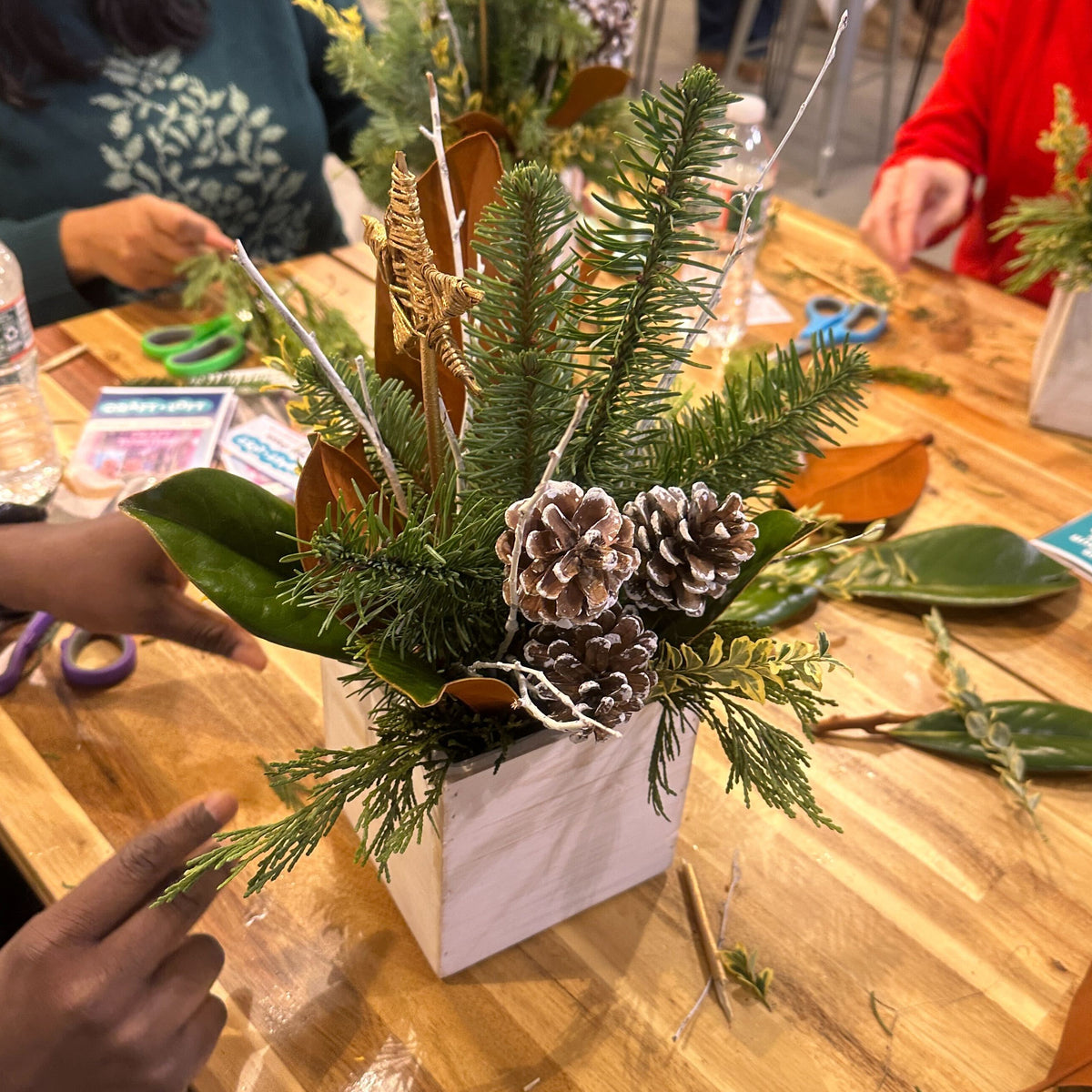 Holiday Centerpiece with Evergreen Foliage (Cambridge)