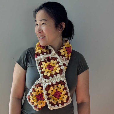 Fall Granny Square Scarf for Beginners