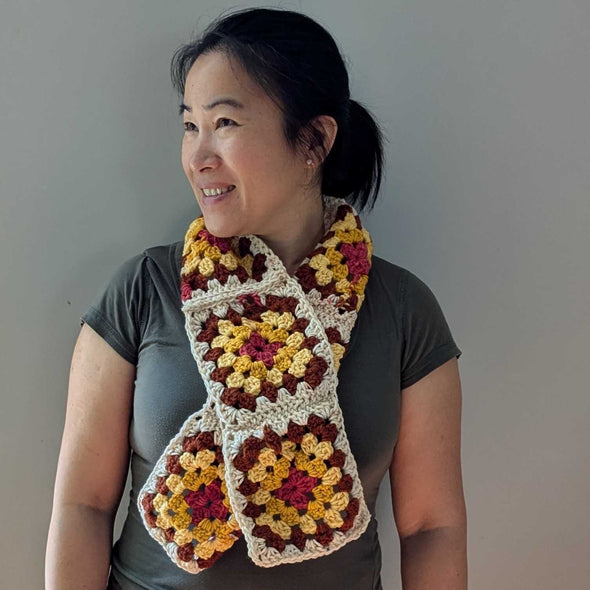 Fall Granny Square Scarf for Beginners