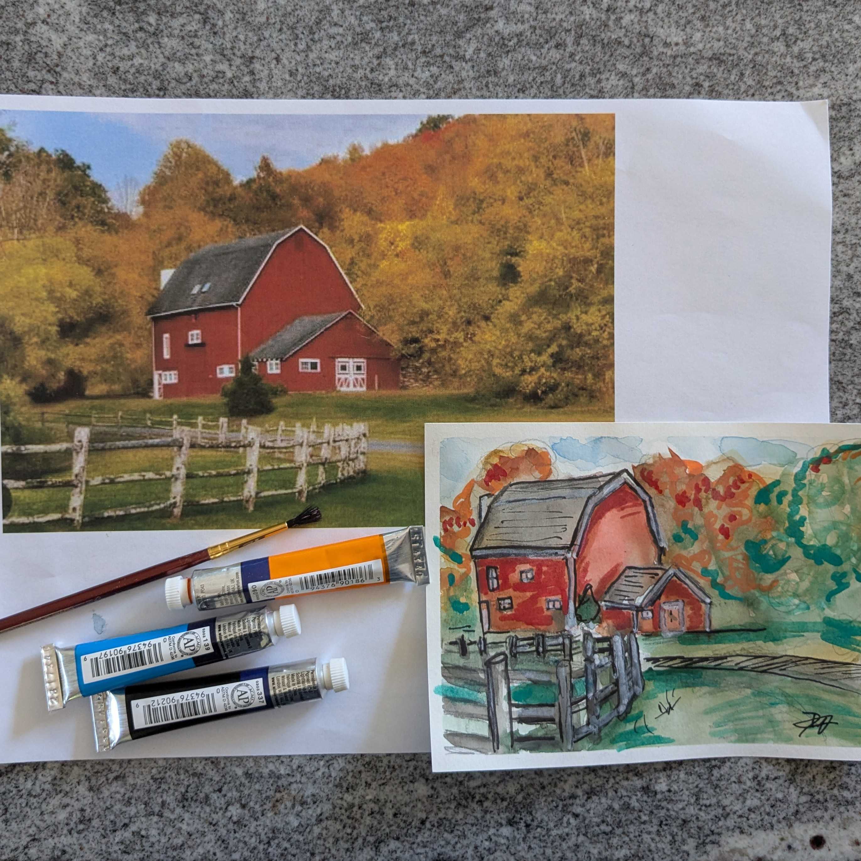 Intermediate Watercolor - New England Red Barn (Cambridge)
