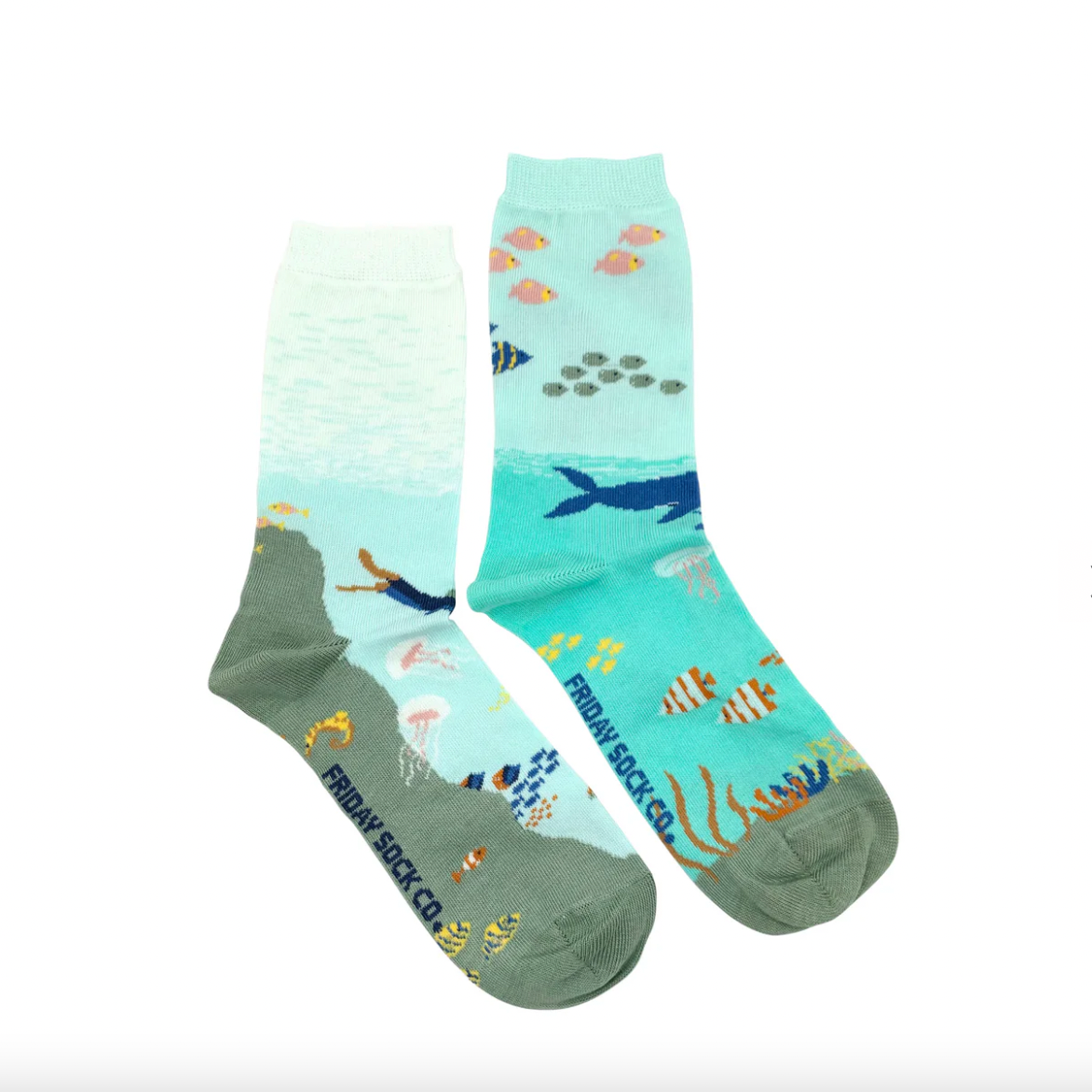 Women's Underwater Scene Socks | Purposely Mismatched | Friday Sock Co.