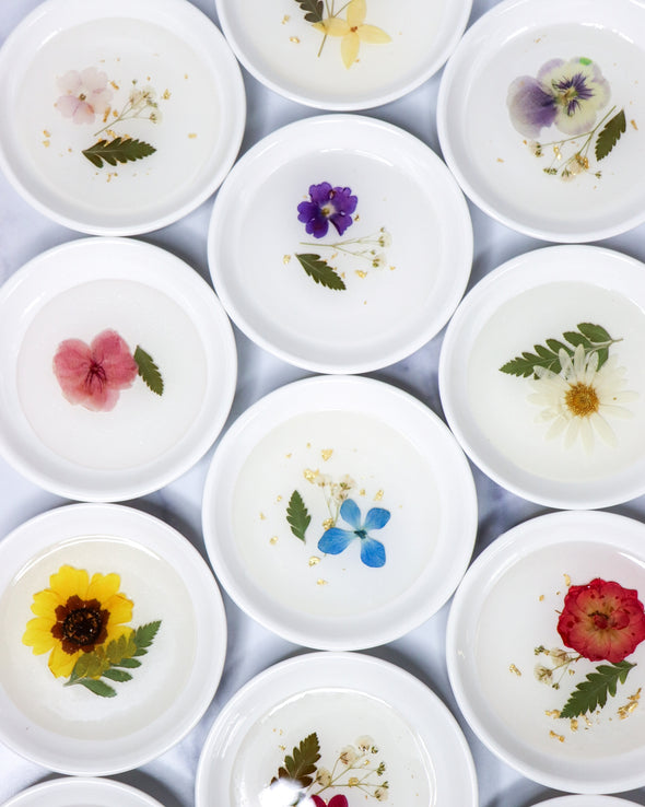 Pressed Flower & Botanical Ceramic Trinket Dish (Assorted)