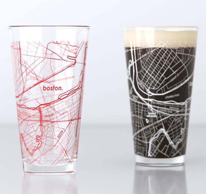 MA Boston University College Town Map Pint Pair