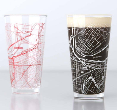 MA Boston University College Town Map Pint Pair