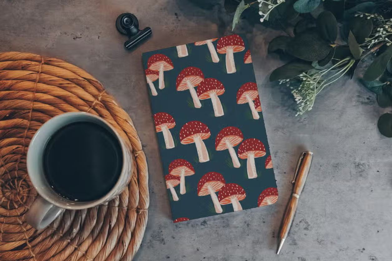 Navy Mushrooms Classic Layflat Notebook