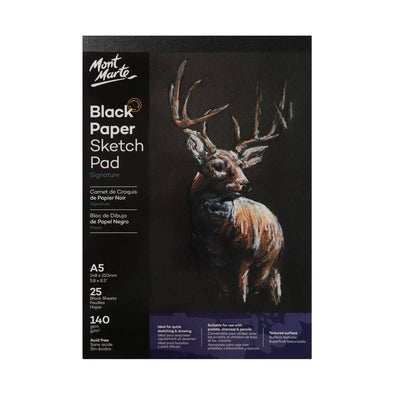 Black Paper Sketch Pad Signature 140gsm A5 25 Sheet