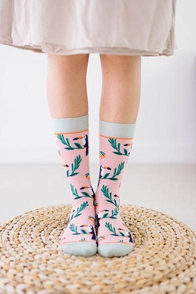 Woven Pear Socks - Crew Socks, Toucan Tango