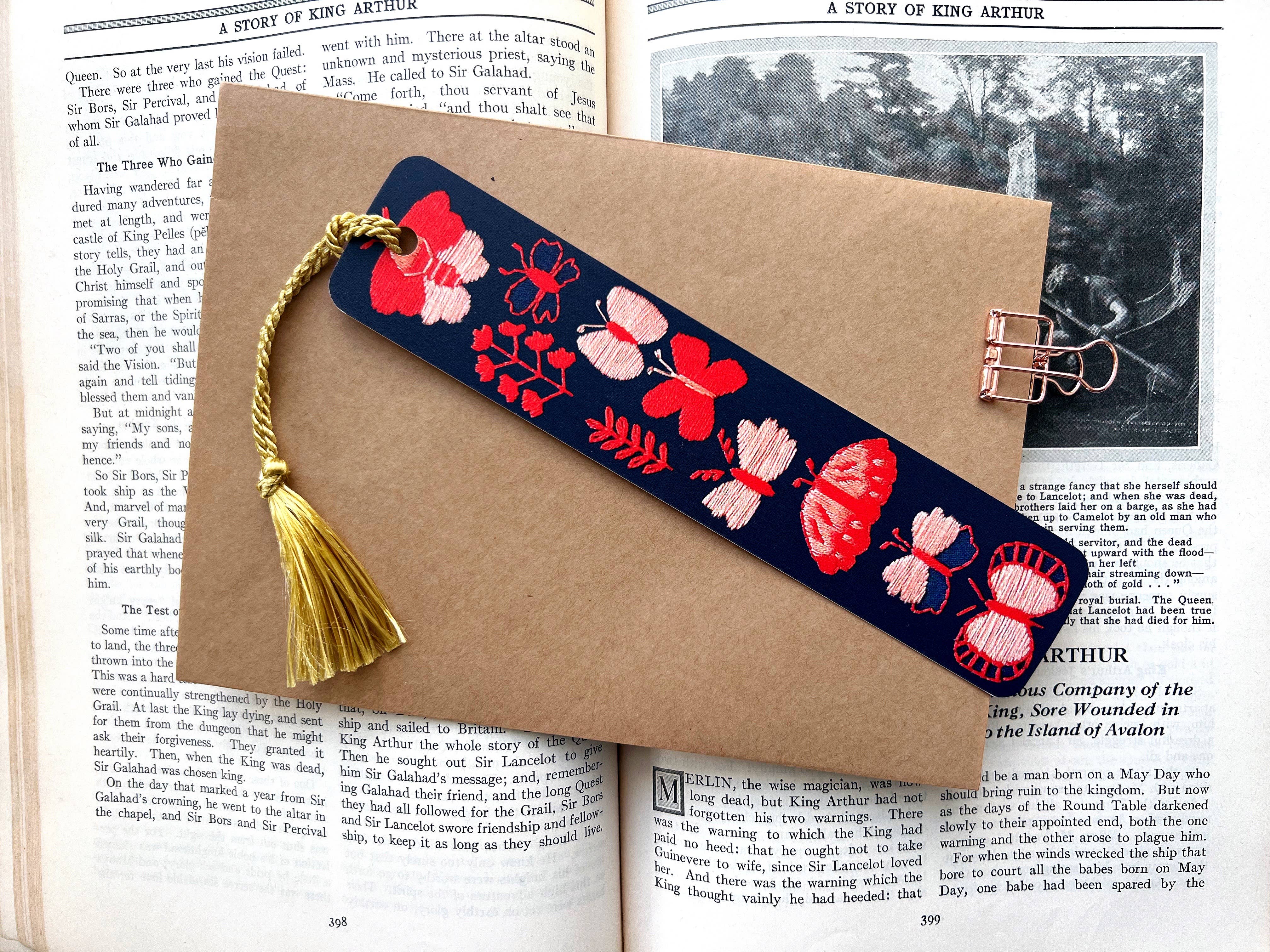 Butterflies Embroidery Bookmark with Tassel