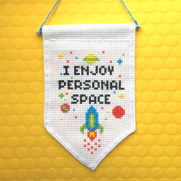 Personal Space Tiny Banner Counted Cross Stitch Kit