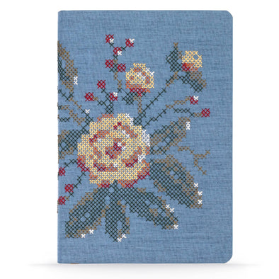 Cross Stitch Flowers Embroidered Journal Notebook