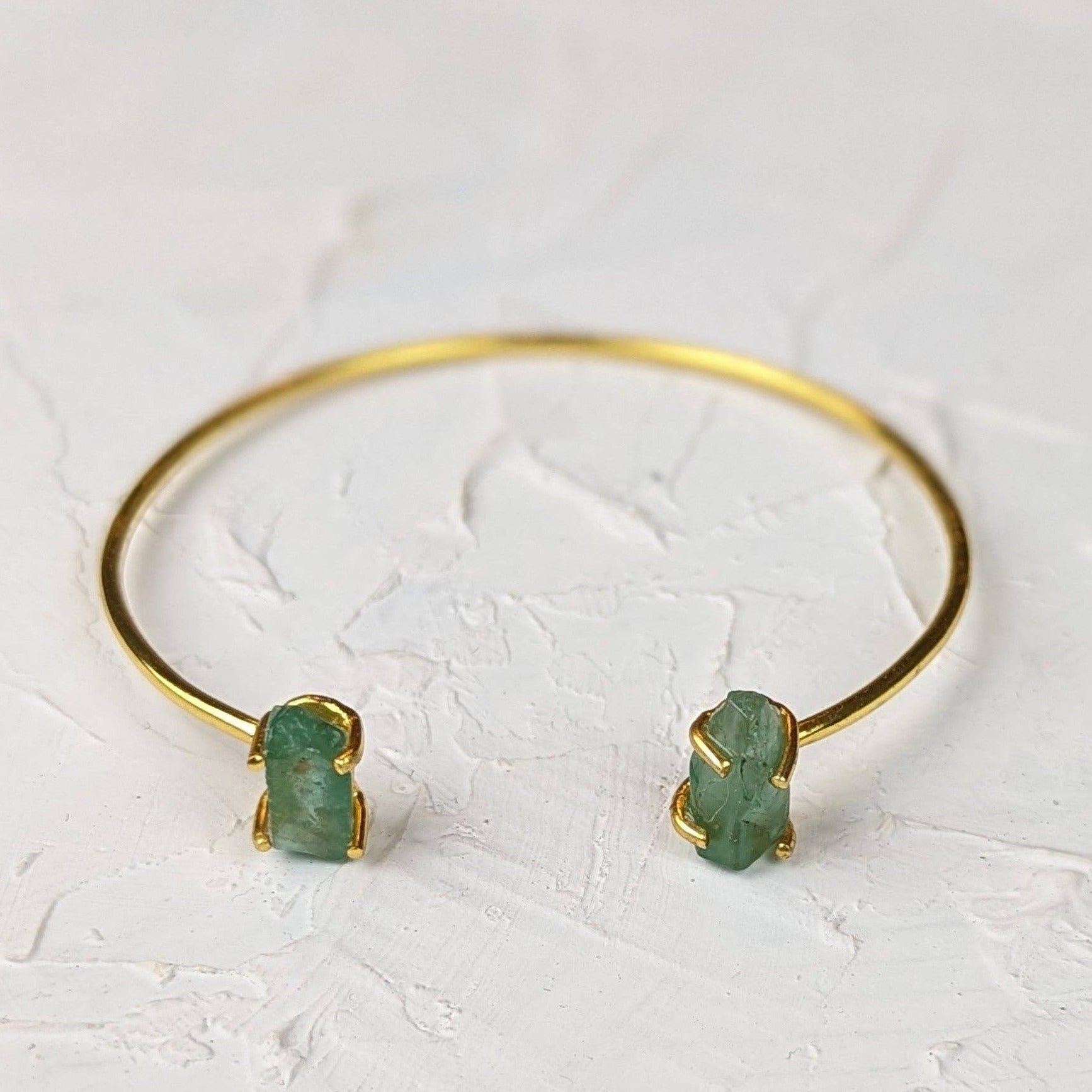 Apatite and Gold Cuff Bracelet