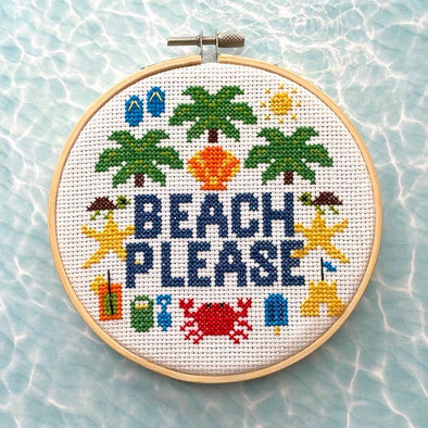 Beach Please  Counted Cross Stitch DIY KIT