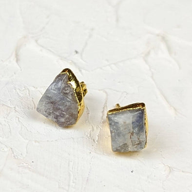 Raw Moonstone Stud Earrings