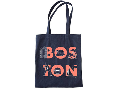 Boston Font Denim Tote - Maptote