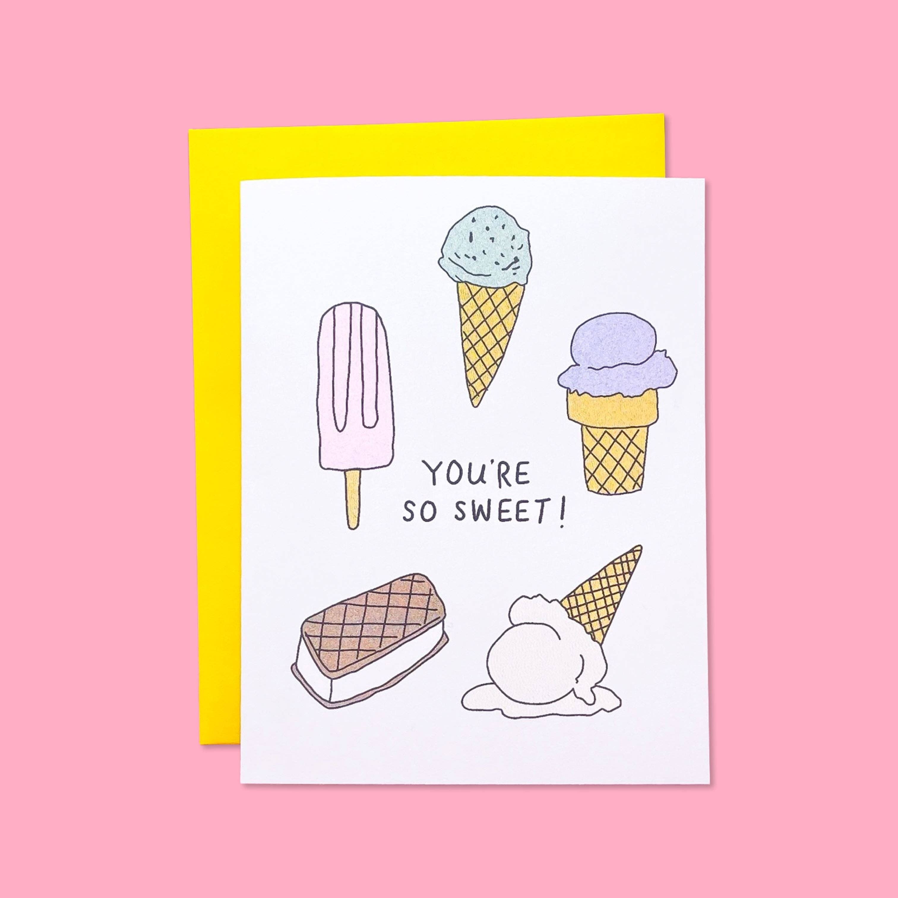 You're So Sweet Ice Cream Risograph Card