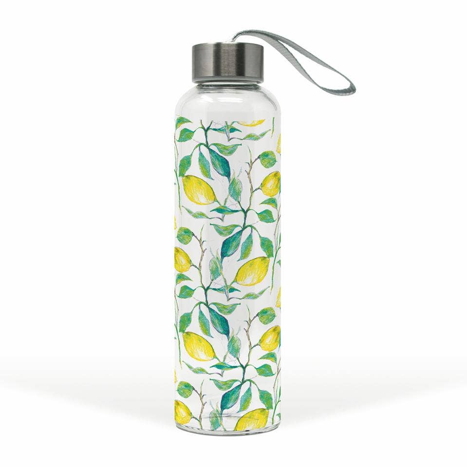 GLASS WATER BOTTLE - BEAUTIFUL LEMONS