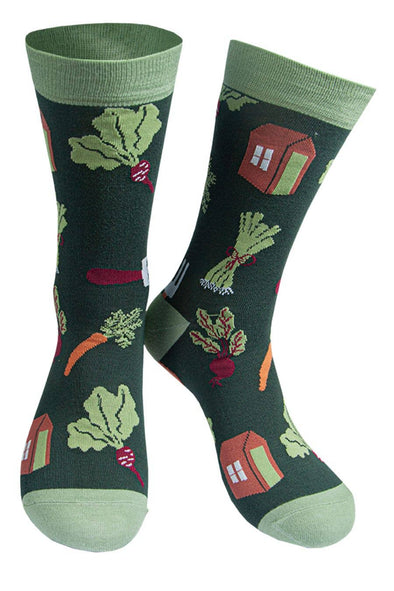 Mens Bamboo Socks Garden Shed Gardening Novelty Sock Green